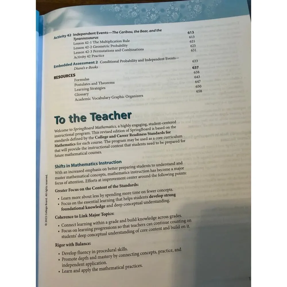 Springboard Geometry Teacher Edition Math Book